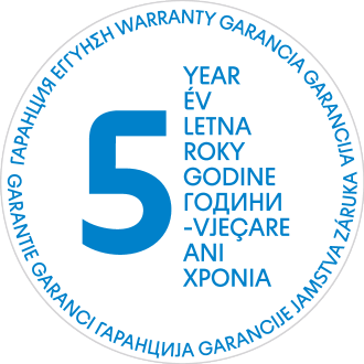 Pečat 5-letne garancije v več jezikih.