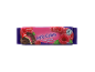 Paket Jaffa Cakes z okusom maline, z odprto torto, ki prikazuje nadev.