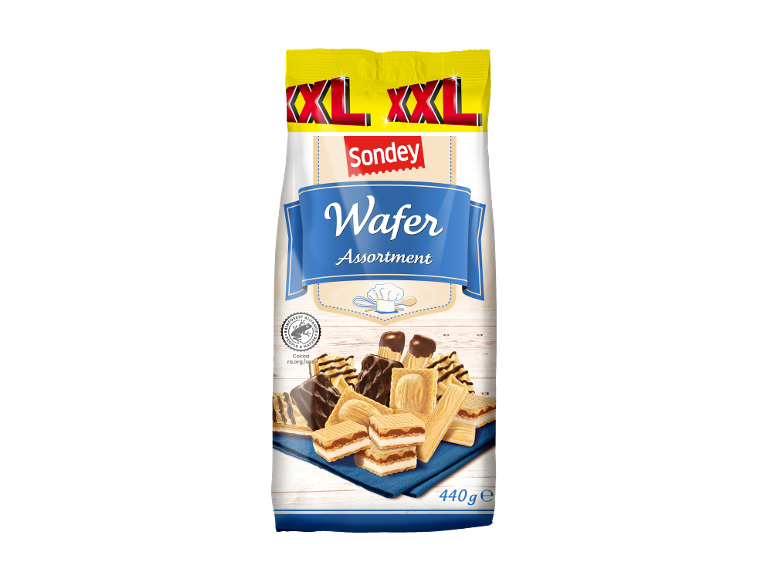 XXL vrečka z izborom vafljev z različnimi čokoladnimi in kremnimi vaflji, 440g.