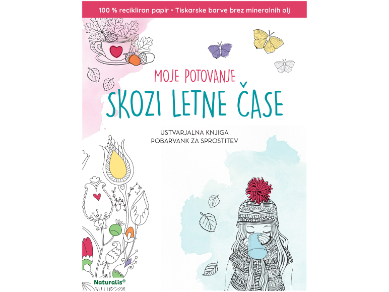 Ustvarjalna knjiga pobarvank za sprostitev, iz recikliranega papirja.