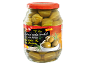 Kozarec zelenih Gordal oliv s koščicami, z etiketo „PRODUCTO ESPAÑOL“ in 950g.