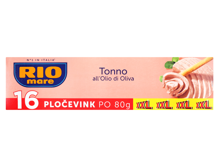 Tunina v oljčnem olju, 16 pločevink po 80g, XXL pakiranje.