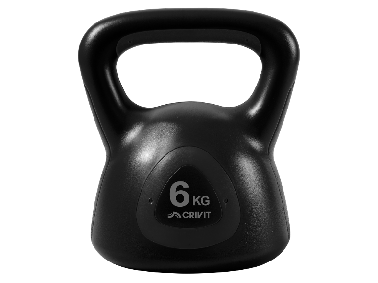 Črna 6 kg kettlebell za vadbo moči.
