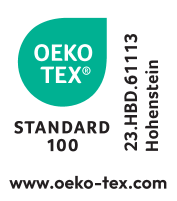 Oznaka OEKO-TEX STANDARD 100, številka 23.HBD.61113 Hohenstein, www.oeko-tex.com