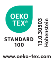 OEKO-TEX STANDARD 100 pečat, številka 13.0.30503 Hohenstein, www.oeko-tex.com