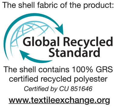 Zunanja tkanina izdelka: 100% GRS certificiran recikliran poliester, certificiran s strani CU 851646.
