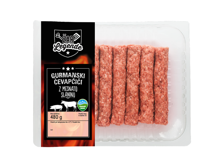 Gurmanski čevapčiči z mesnato slanino, pakiranje 480g