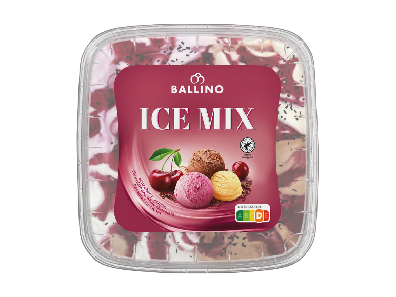 Gelatelli Ice Mix sladoled z okusom višnje, vanilije, čokolade in bele čokolade, Nutri-Score A