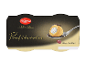 Profiteroli s smetano in čokolado, z oznako 'UTZ Certified cocoa'.