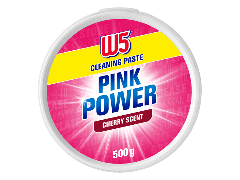 Čistilna pasta Pink Power, vonj češnje, 500g, za različne površine.