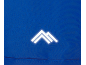 Modra tkanina z belim odsevnim logotipom gore