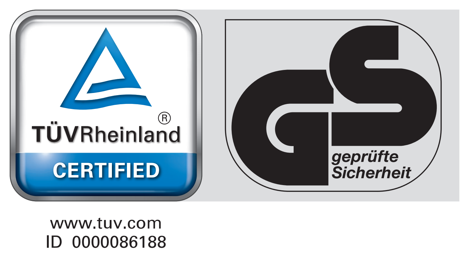 Certificirano, preizkušena varnost, www.tuv.com, ID 0000086188.