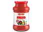 Kalabrijska omaka s sirom Pecorino Romano in čilijem v steklenem kozarcu.