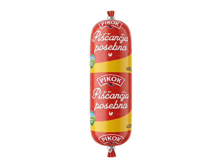 Piščančja posebna salama, 400g, z rdečo in rumeno etiketo