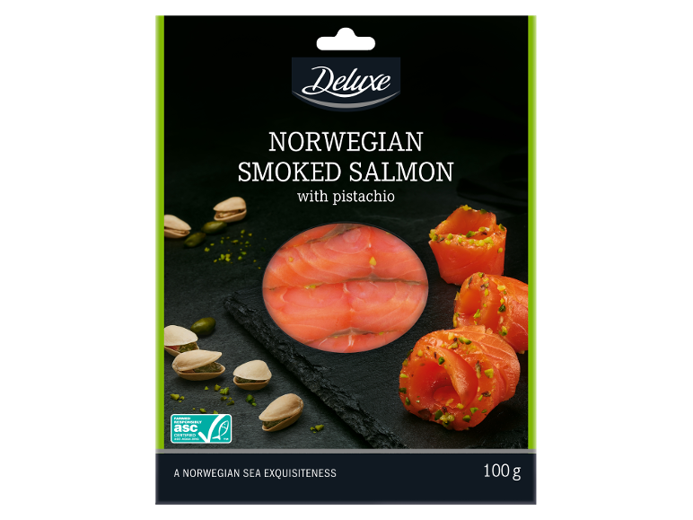 Norveški dimljeni losos s pistacijo, 100g
