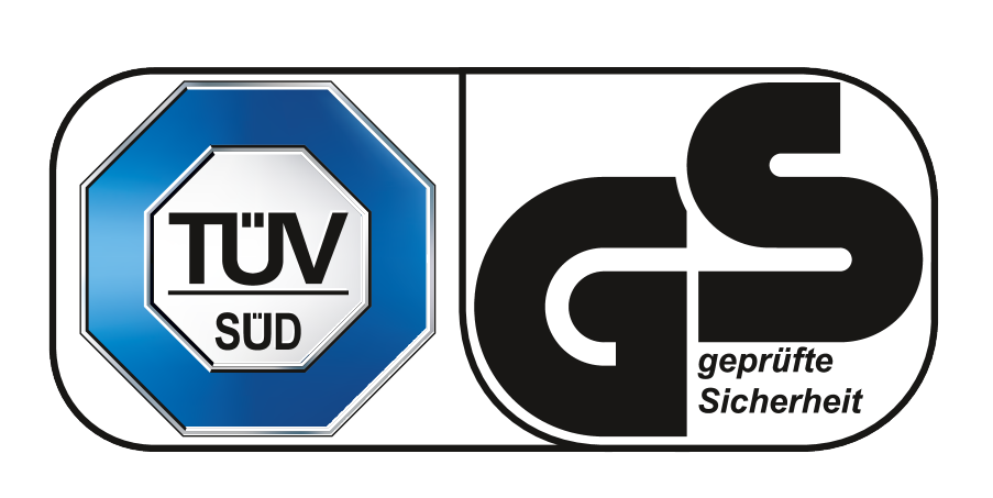 Kakovostni pečat: TÜV SÜD in GS geprüfte Sicherheit (preizkušena varnost).