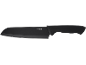 Črn kuhinjski nož iz nerjavečega jekla z napisom 'STAINLESS STEEL'.