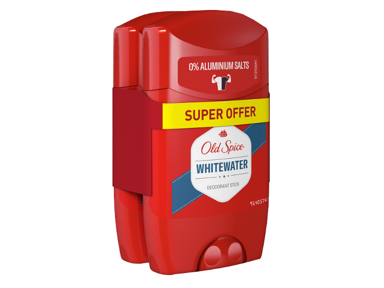 Rdeč multipack deodorantov v stiku z napisoma 'SUPER OFFER' in '0% ALUMINIUM SALTS'.