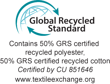 Global Recycled Standard: 50% recikliran poliester, 50% recikliran bombaž. Certificirano CU 851646.