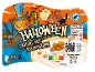 Halloween jogurt z gaziranimi kroglicami, bučnim strašilom in hranilnimi informacijami.
