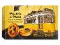 Škatla Pastéis de Nata, tradicionalni portugalski izdelek, z ilustracijo tramvaja.