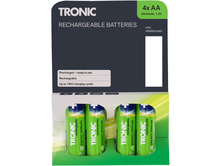 AA 2500 mAh, 1,2 V polnilne baterije, predhodno napolnjene in pripravljene za uporabo.