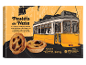 Škatla Pastéis de Nata z lizbonskim tramvajem in dvema pecivoma.