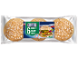Paket 6 polnozrnatih žemljic z ovsom, z logotipom, ki prikazuje hamburger.