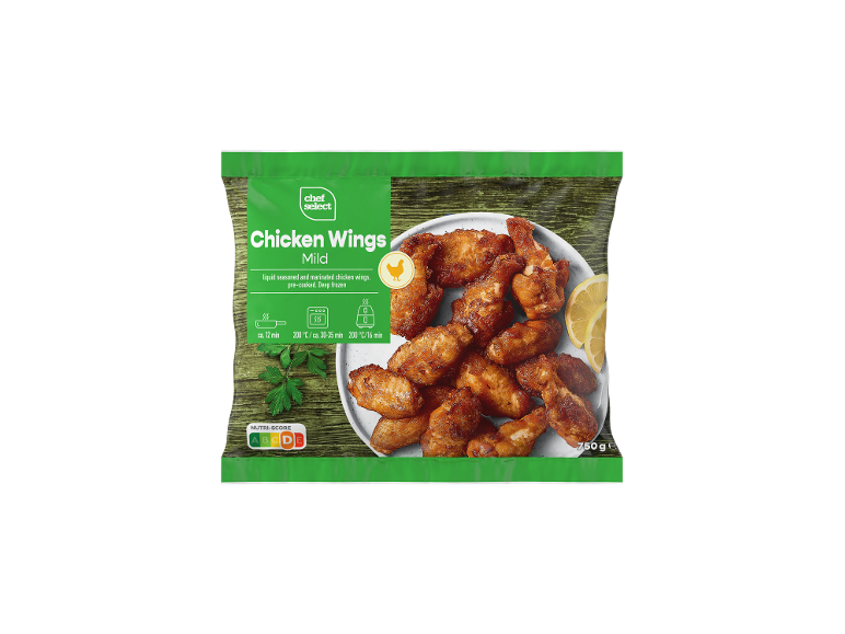 Blage piščančje perutničke, predkuhane in globoko zamrznjene, Nutri-Score B, 750g.