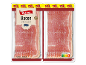 Dve pakiranji narezane, prekajene in sušene slanine, z oznako XXL in Nutri-Score E.