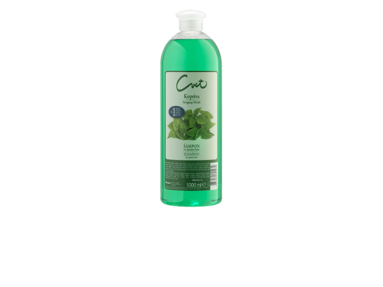 Zeleni šampon s koprivo za mastne lase, 1000 ml.