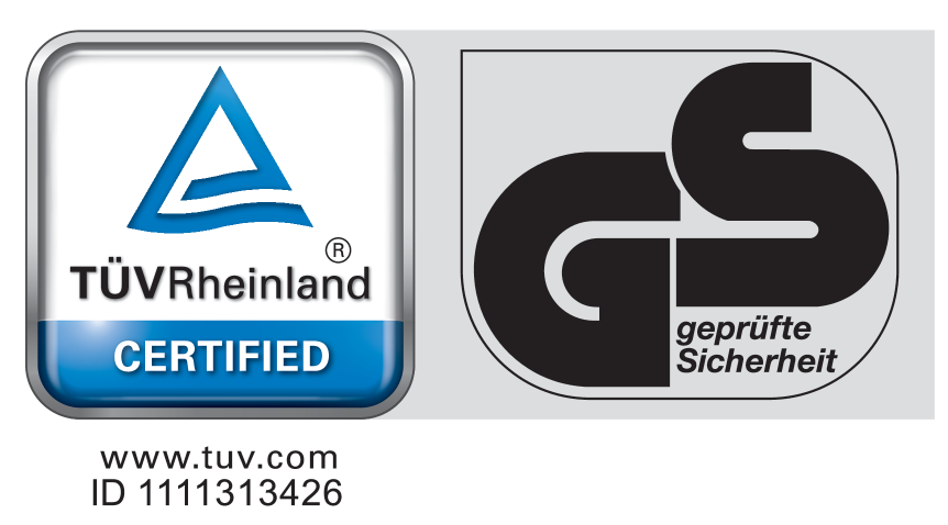 Certificiran pečat: www.tuv.com ID 1111313426, GS geprüfte Sicherheit.