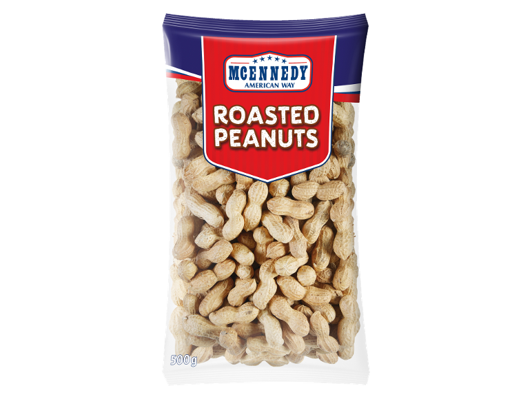 Vrečka 500g praženih arašidov v lupini.