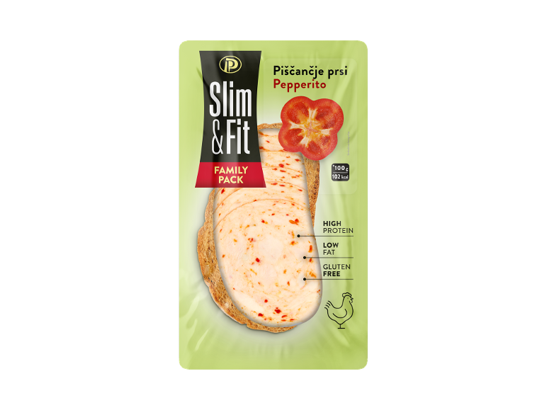 Slim & Fit piščančja prsa s papriko, visoko beljakovinska, z nizko vsebnostjo maščob, brez glutena.