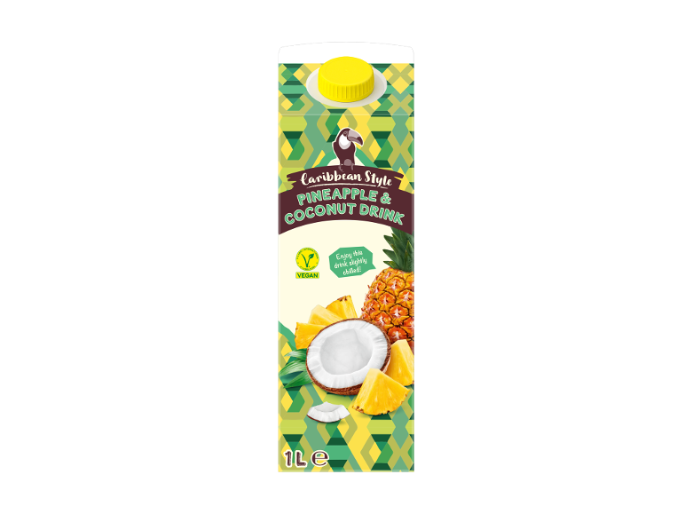 Karibski ananasov in kokosov napitek, veganski, 1L.