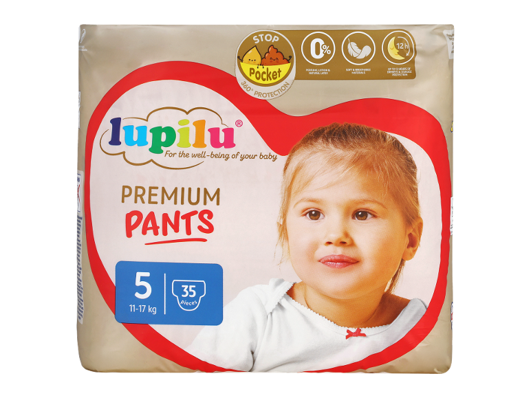 Lupilu Premium hlačne plenice velikost 5, 35 kosov
