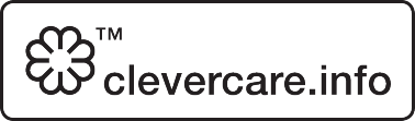 Pečat z cvetličnim motivom in besedilom „TM clevercare.info“.