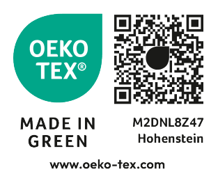 OEKO-TEX MADE IN GREEN pečat s kodo M2DNL8Z47 Hohenstein in www.oeko-tex.com.