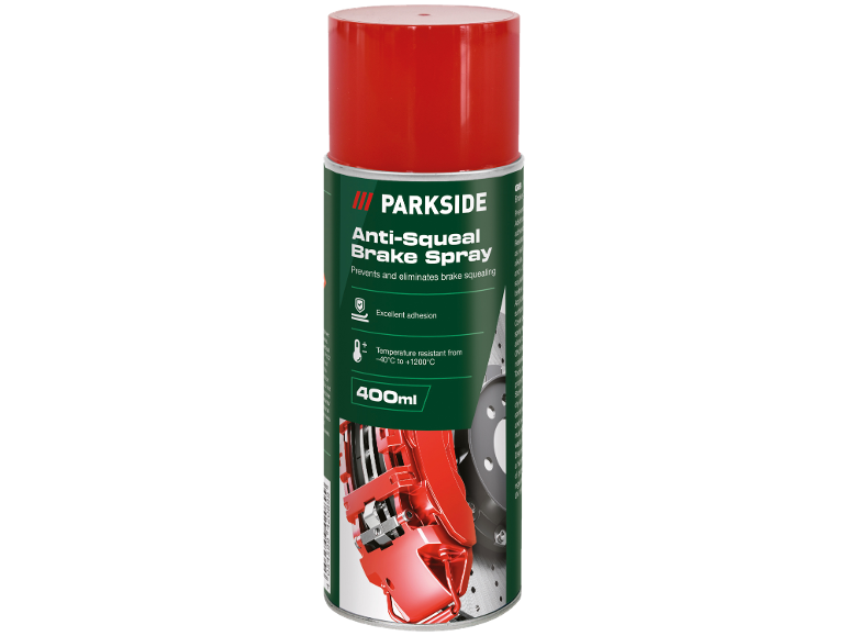 Rdeč 400 ml sprej proti škripanju zavor, odporen na temperature od -40°C do +1200°C.