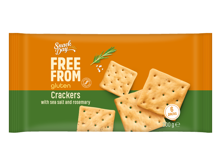 Krekerji brez glutena z morsko soljo in rožmarinom, 6 pakiranj, 200g.