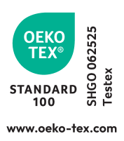 STANDARD 100 pečat, številka SHGO 062525 Testex, www.oeko-tex.com