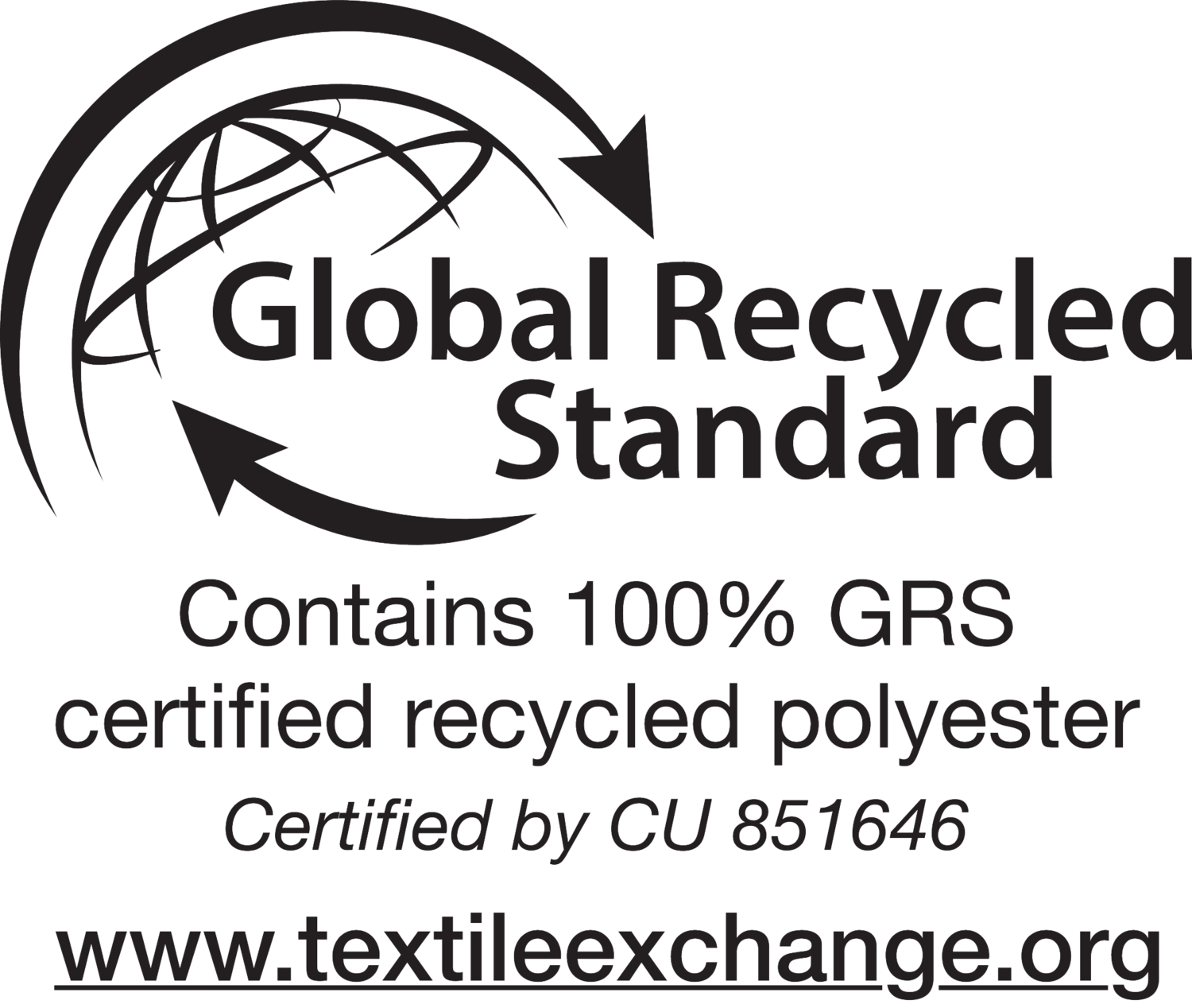 Pečat Global Recycled Standard: Vsebuje 100% GRS certificiran recikliran poliester, certificiran s strani CU 851646.