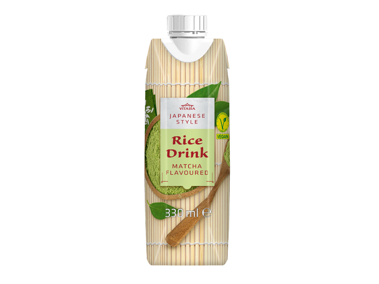 Rižev napitek z okusom matche v japonskem slogu v 330 ml embalaži.