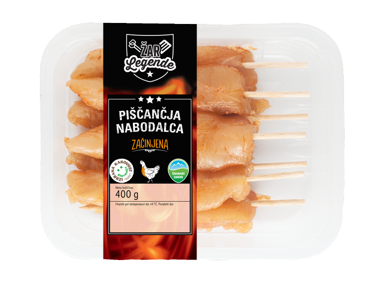 Začinjena piščančja nabodalca v pakiranju, 400 g.