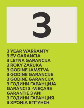 3-letna garancija v več jezikih.