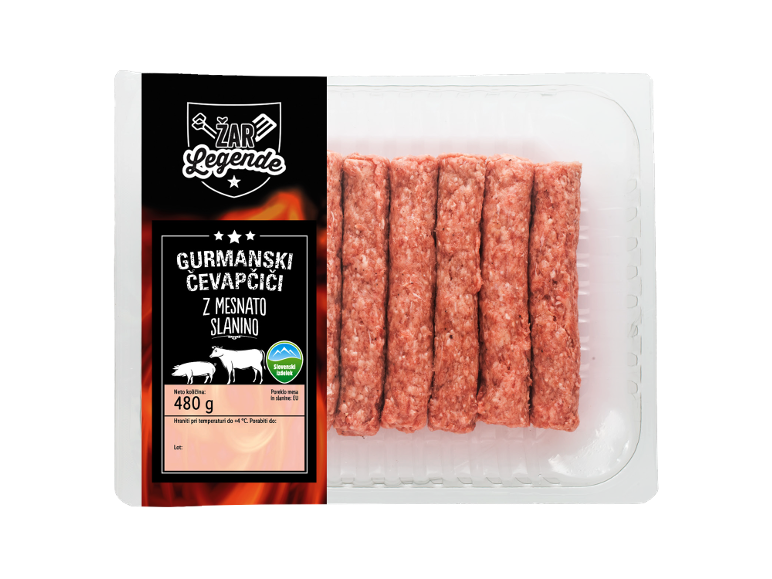 Gurmanski čevapčiči z mesnato slanino, pakiranje 480g
