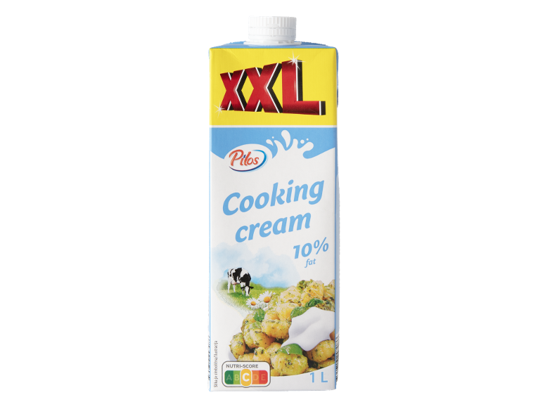 XXL smetana za kuhanje z 10% maščobe, z oceno Nutri-Score C.
