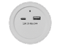Bel okrogel USB polnilec z USB-C in USB-A priključki, 5.0V DC Max.3.4A