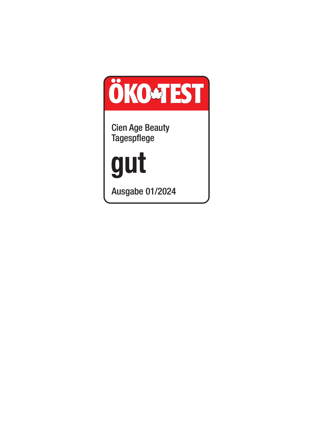 ÖKO-TEST pečat: Dnevna krema, ocena „gut“, izdaja 01/2024.