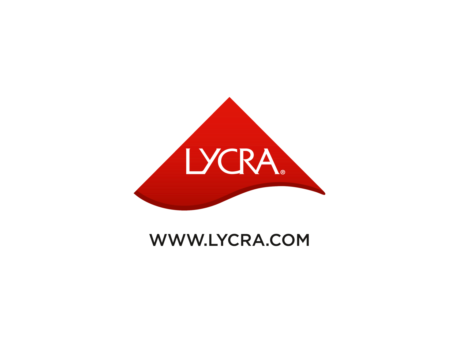 Rdeč logotip z besedo „LYCRA“ in spletnim naslovom „WWW.LYCRA.COM“.